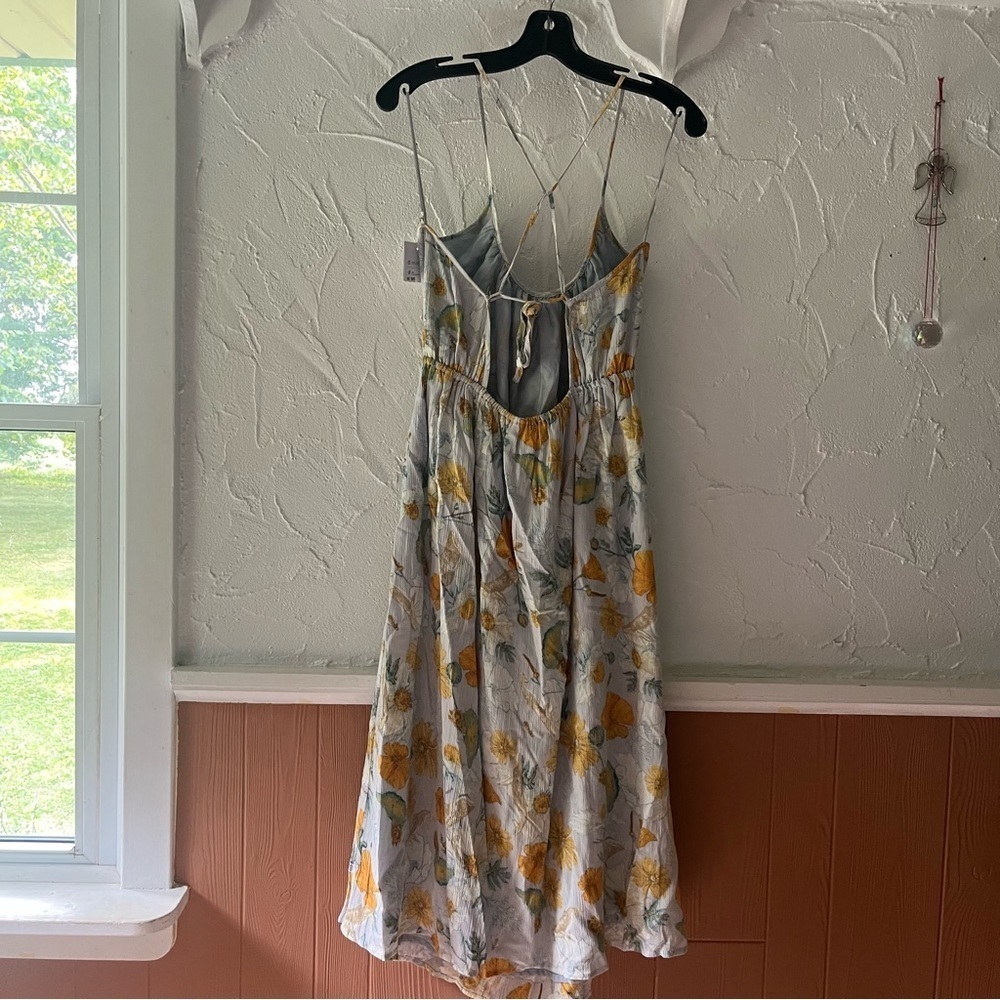 Floral Spaghetti Strap Maxi Dress in Yellow and Blue Size Large NWT - Picture 2 of 12